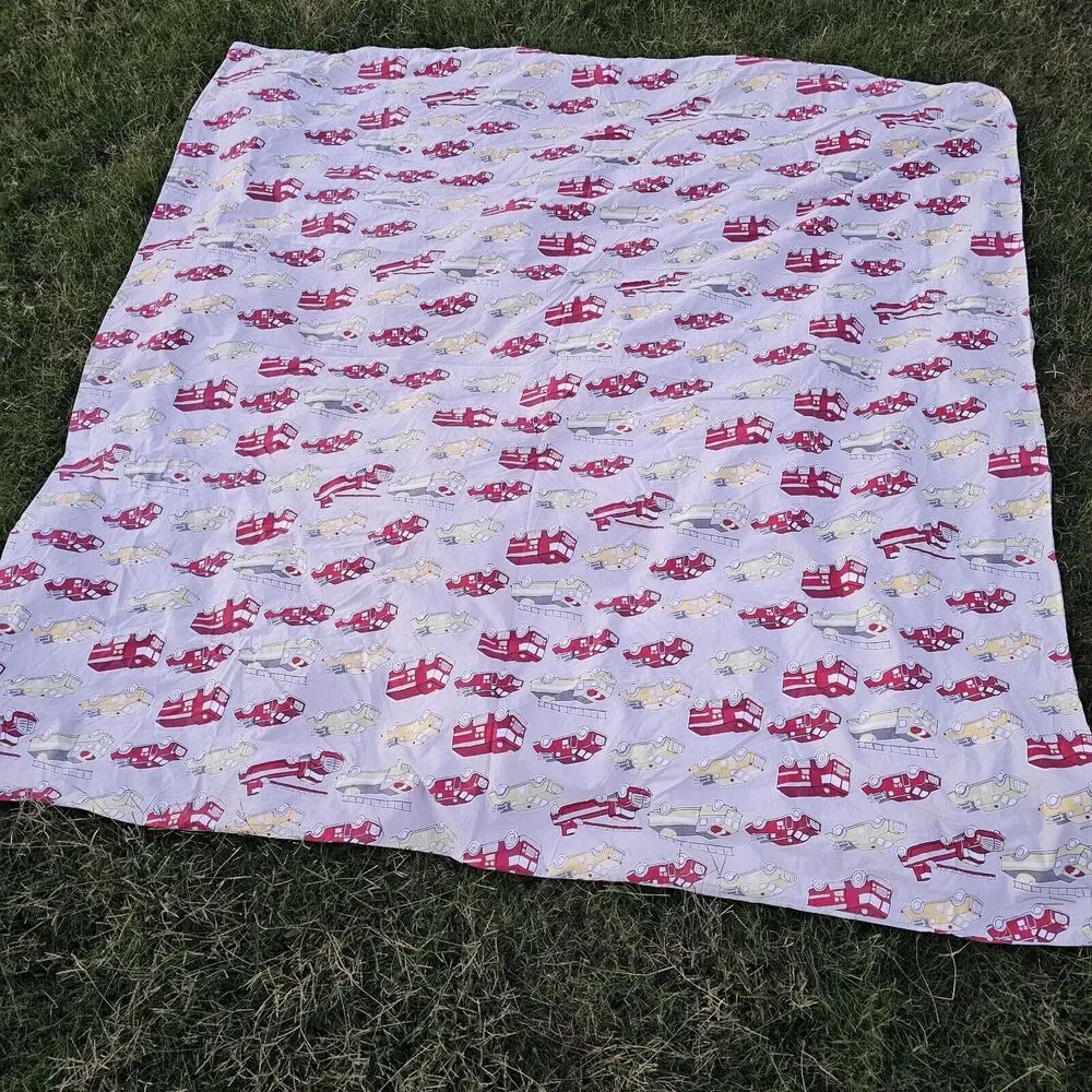 Pottery Barn Kids Full/Queen Fire Trucks Duvet And Single Sham SEE PICTURES!